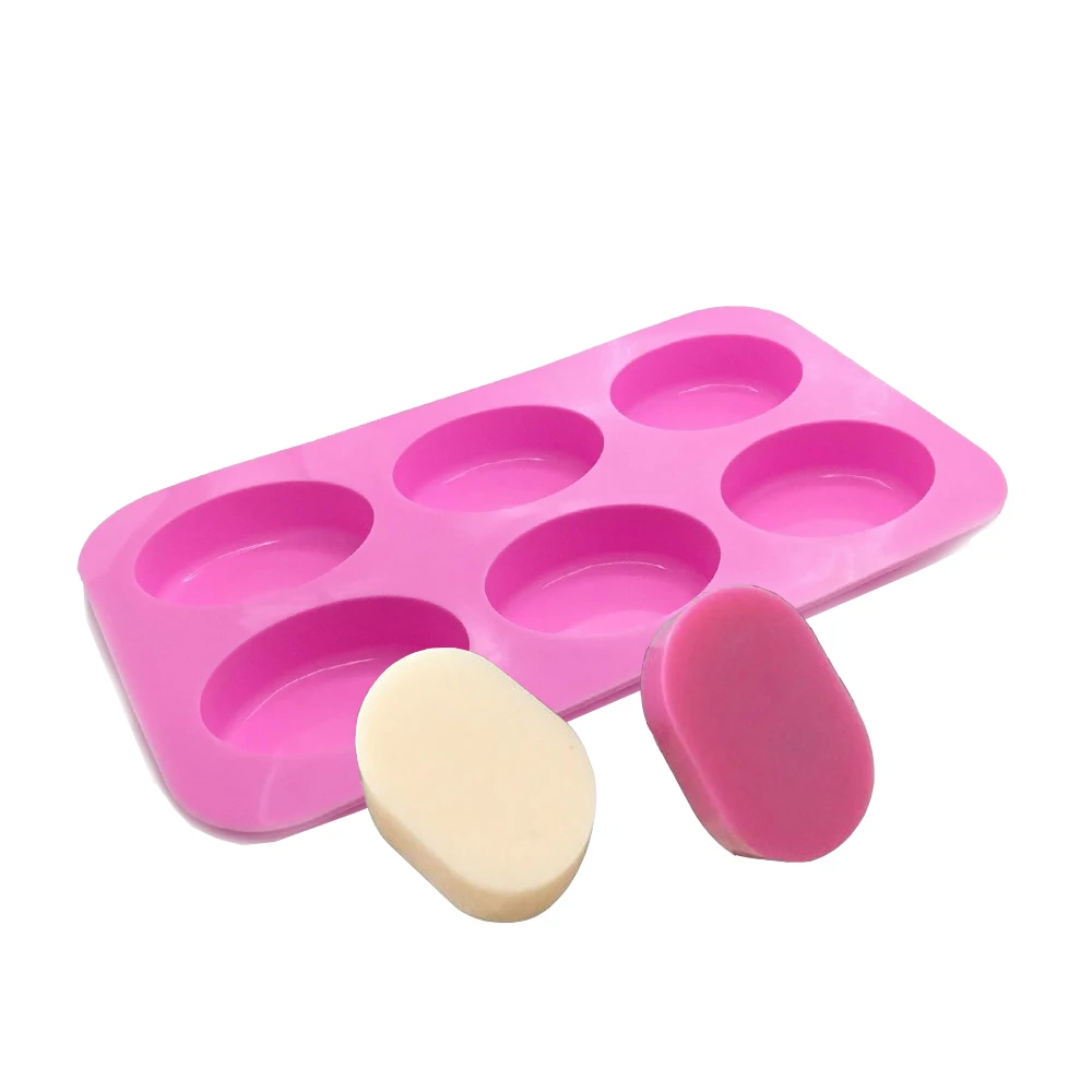 

6 Cavity Oval Shape Silicone Soap Making Molds 3 Oz Each Bar for Baking DIY Making Homemade Cake Hand Soaps