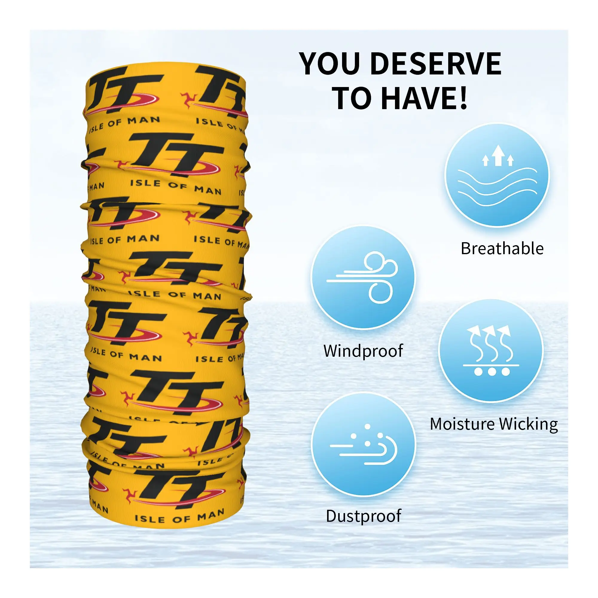 Custom Isle of Man TT Races Bandana Neck Gaiter for Hiking Camping Women Men Wrap Scarf Motorcycle Sport Balaclava Warmer