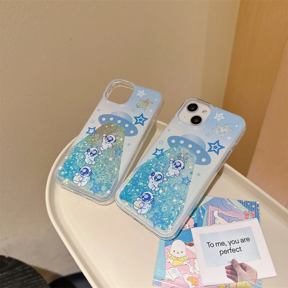 Светящийся в темноте Блестящий Мягкий чехол с рисунком астронавта для iPhone 15 14 12 11