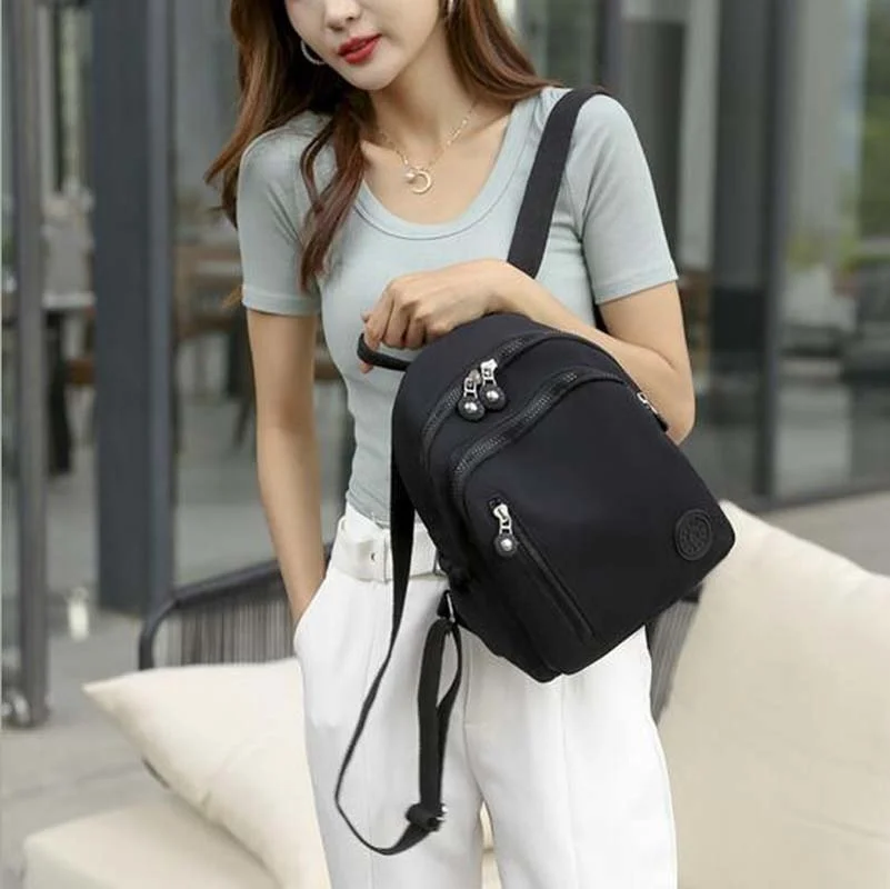 

Free Shipping New Fashion High Quality Nylon Backpack Women's Casual Light Double Zipper Shoulder Bags School Bag Travel Bags