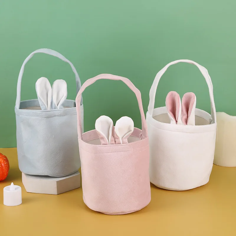 

Easter Day Decoration Cartoon Bunny Ears Basket Candy Bag Gifts For Kids Tote Cloth Bag Happy Easter Birthday Party Favor Bags