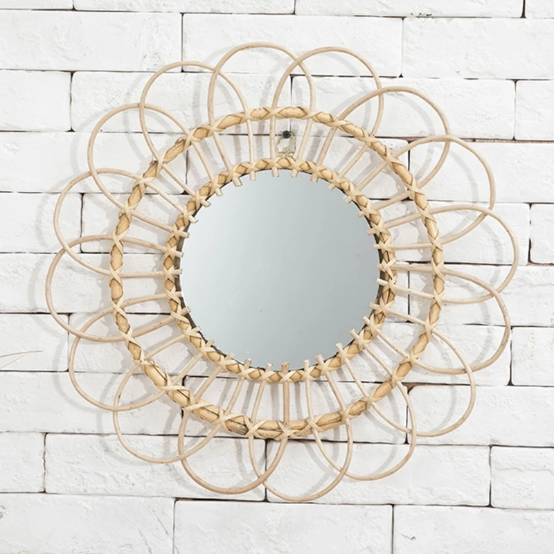 

Rattan Innovative Art Homestay Decoration Makeup Mirror Dressing Bathroom Wall