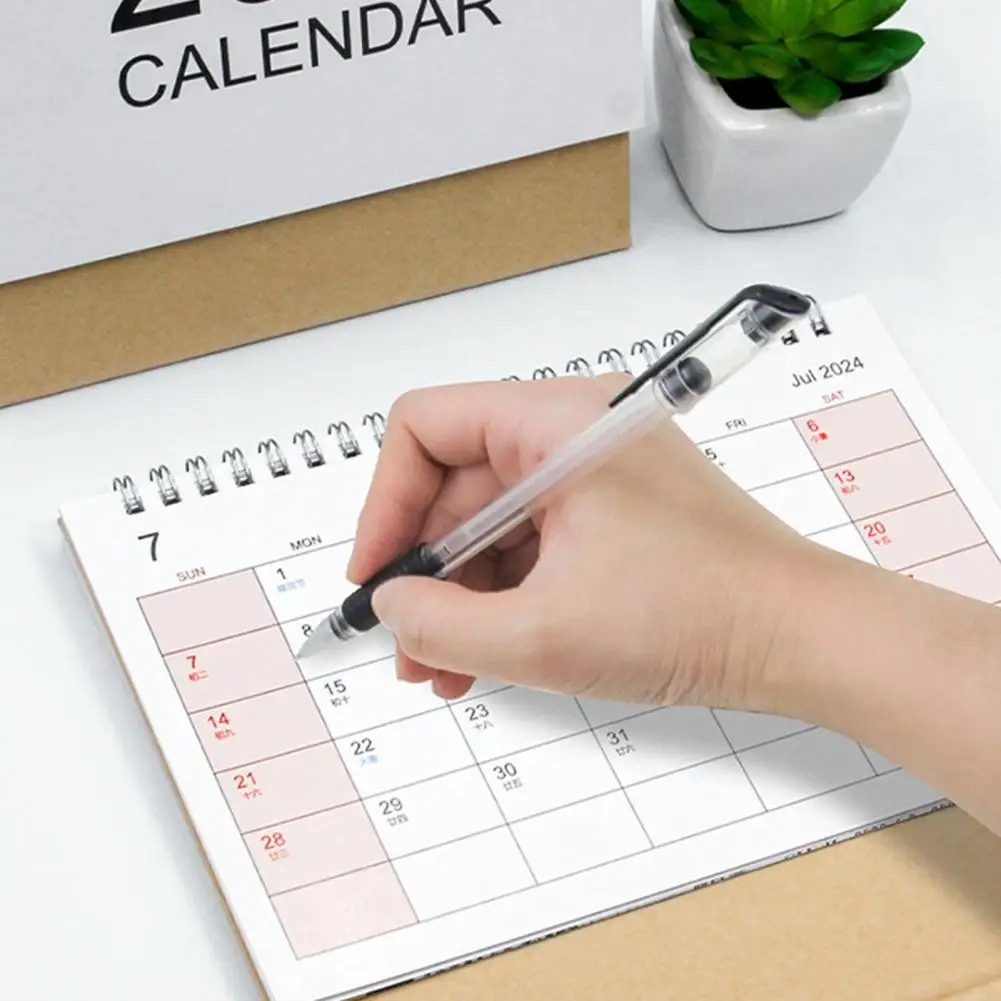 Small Space Desk Calendar 2024 Mini Desk Calendar Stand-up Flip-top Design Event Marking Office Decor Item Recording Calendar