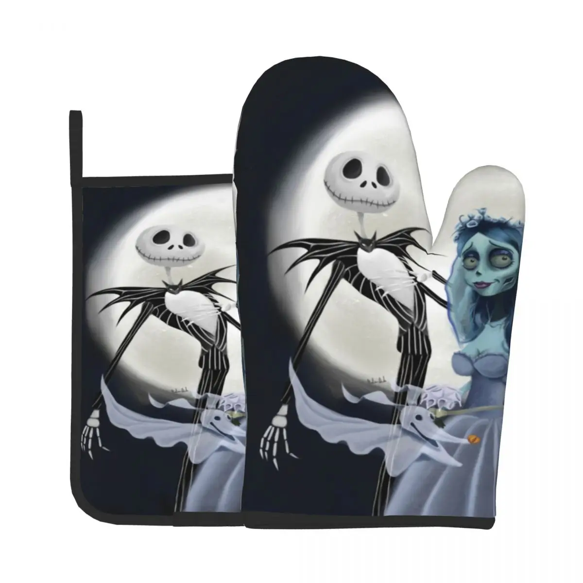 

Tim Burton Jack Oven Mitts Corpse Bride Potholder Baking Oven Kitchen Cooking Gloves Stove Microwave Insulation Mat