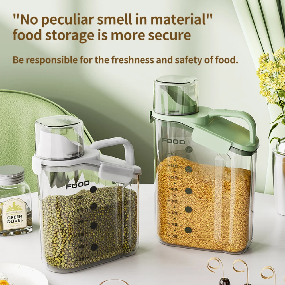 

With Measuring Cup Snack Dry Tea Storage Tank Food Bucket Grains Dispenser Rice Barrels Cat Dog Pet Food Container