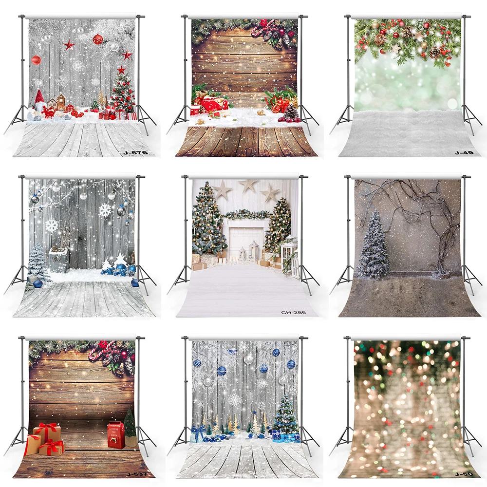 

Red Christmas Wood Gnome Backdrop for Photography Winter Wonderland Wooden Floor Holiday Snowflakes Let It Snow Birthday Party
