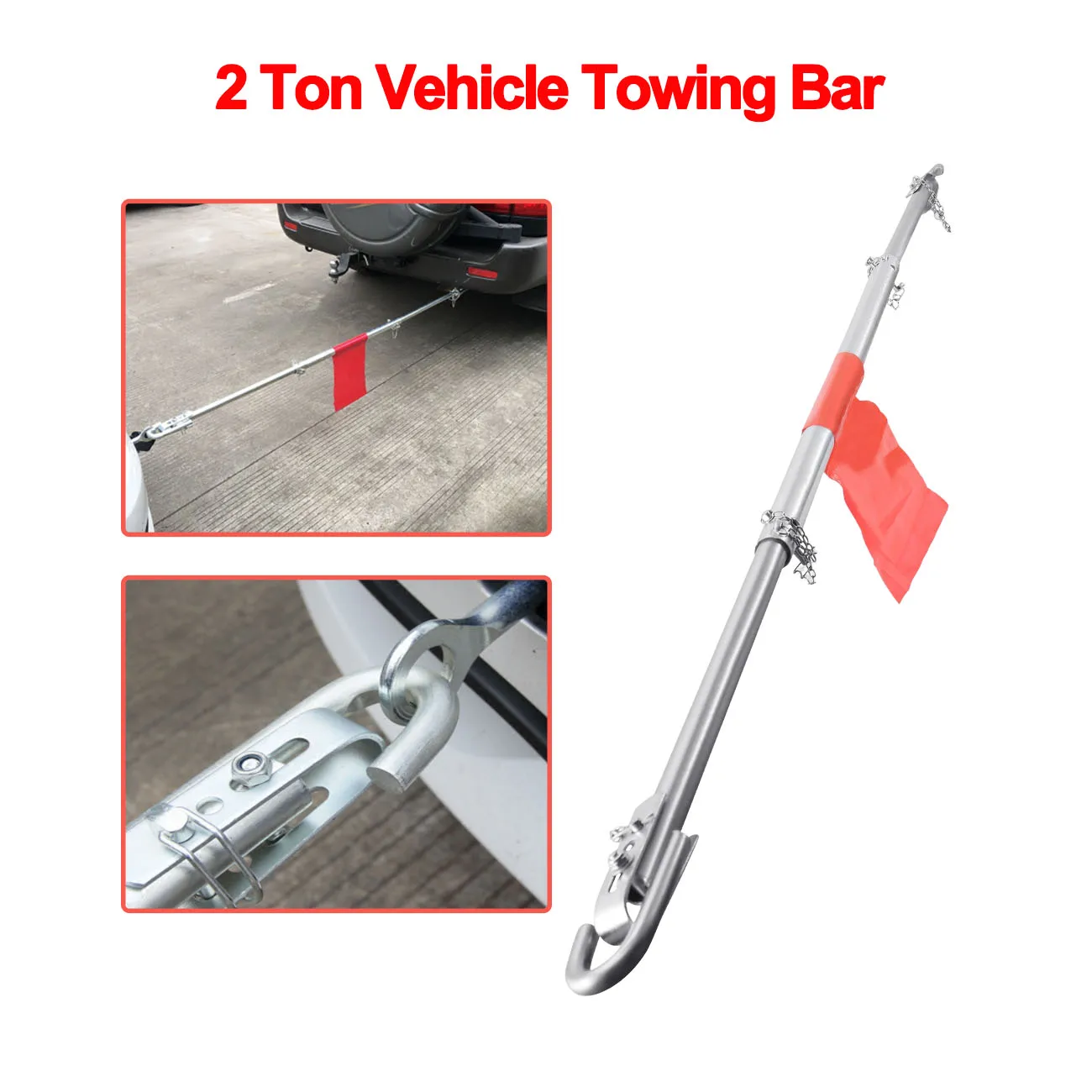 

Samger Universal 2 Ton Vehicle Towing Bar With Vehicle Towing Hook Chrome Car Racing Tow Hook Rear Front Trailer Car Accessories