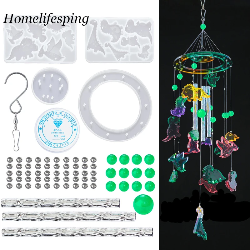 

Кристальные колокольчики ветра Призма динозавр колокольчики ветра подвеска ручной работы орнамент Ловец снов подарки Силиконовая Комбина...