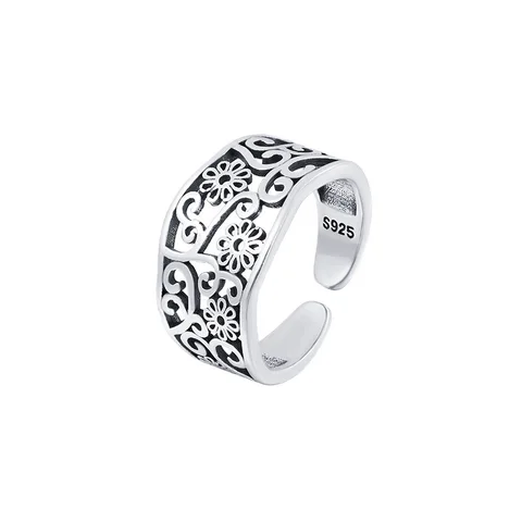 Женское и мужское кольцо из серебра 925 пробы, с цветочным принтом