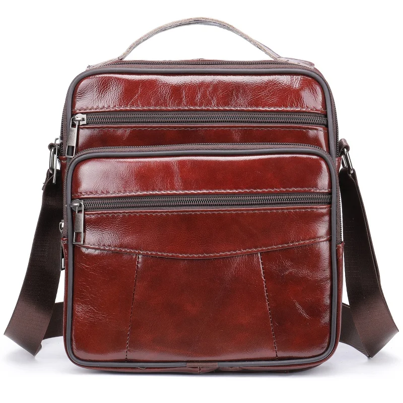Vintage Genuine Leather Shoulder Bag Men Business Crossbody Bag Fashion Daily Messenger Bag Outdoor Male Sling Bag