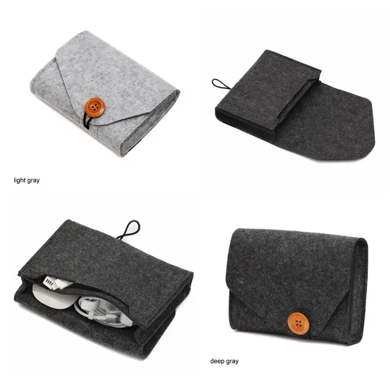 Cable Travel Organizer Coin Purses Key Package Earphone Chargers Storage Bag Mouse Organizer Mini Felt Pouch