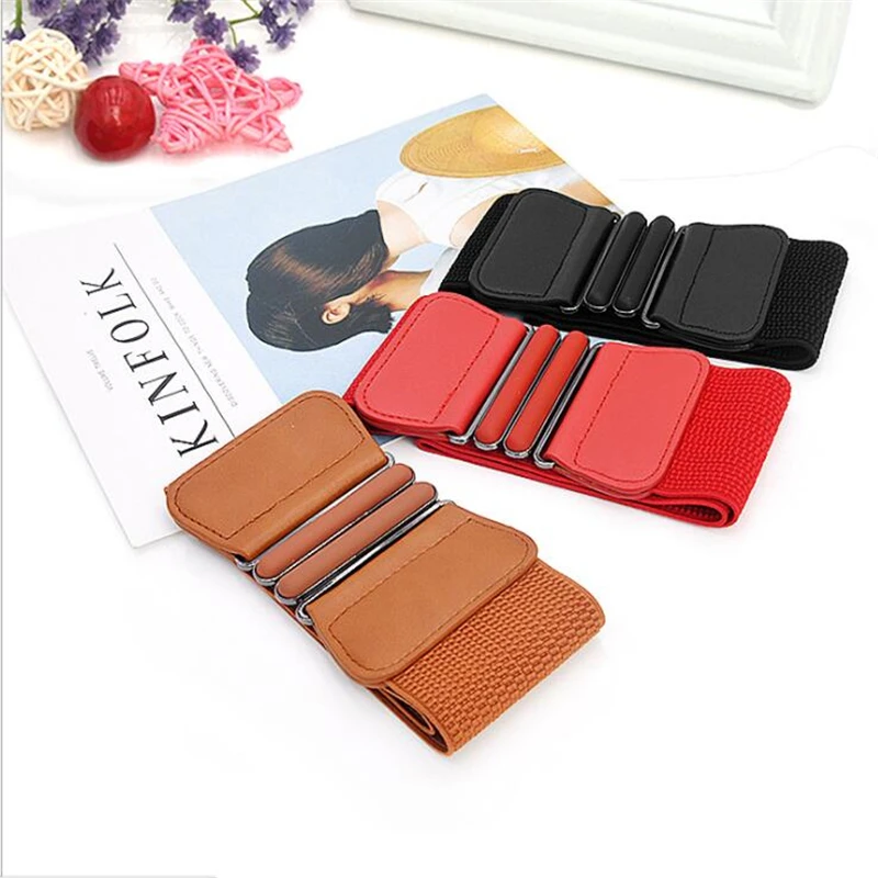 

Fashion Brand Waist Belts Women Lady Solid Stretch Elastic Wide Belt New Dress Adornment For Women Waistband