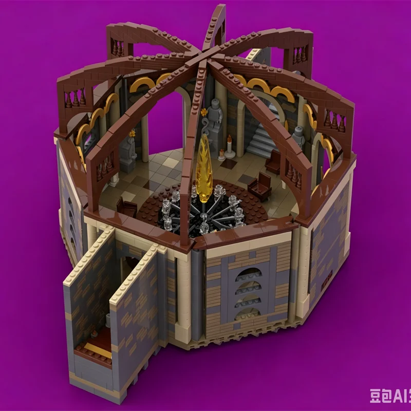 Фото Новый конструктор MOC «Европейская средневековая улица»: Замок с круглым столом, 2691 деталь. Креативные идеи для сборки. Игрушка-конструктор из кирпичиков. Подарок на день рождения. №1