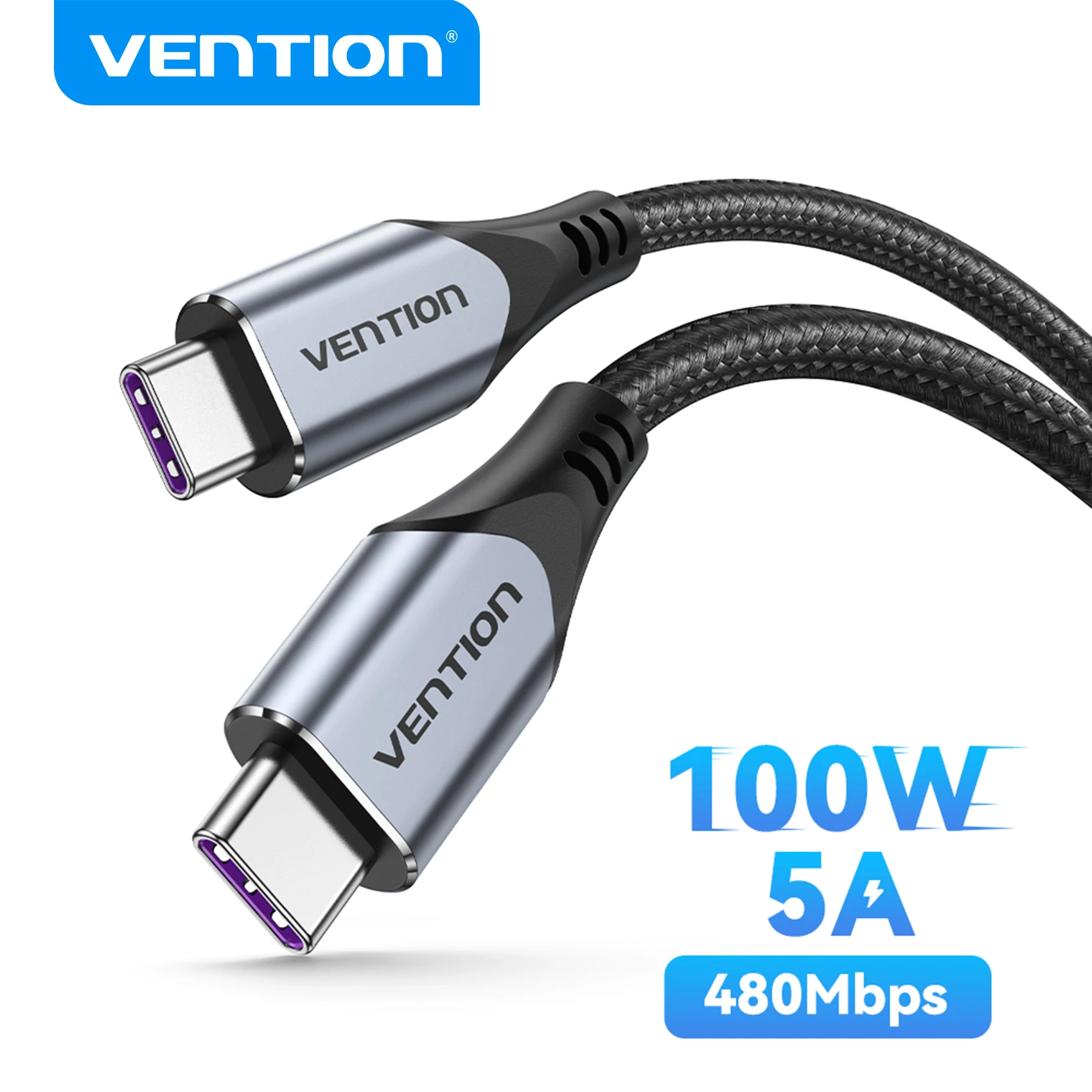 Vention USB C to Type C Cable PD 100W 60W Fast Cha