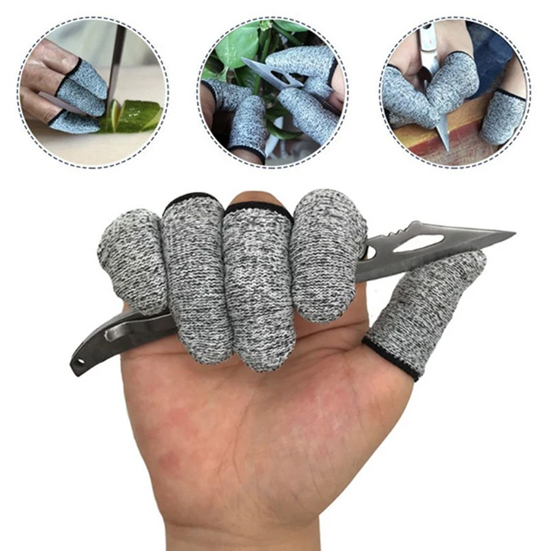 

5Pcs Cut Resistant Finger cot High Performance Level 5 Protection Finger Gloves Gray