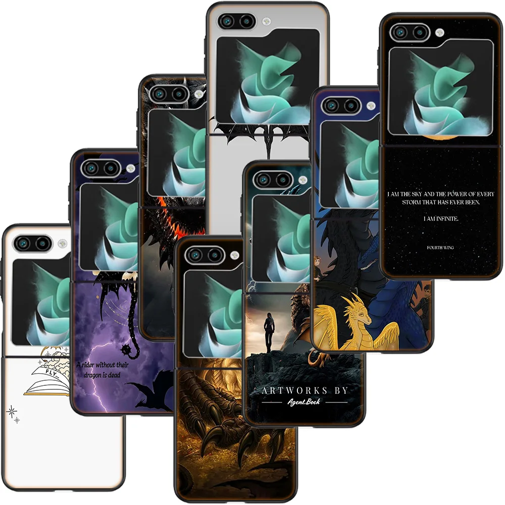 Прозрачный чехол для телефона F-Fourth W-Wing Dragon Samsung Galaxy Z Flip6 5G Flip5 Flip4 3 Flip Black Cover Coque Hard PC