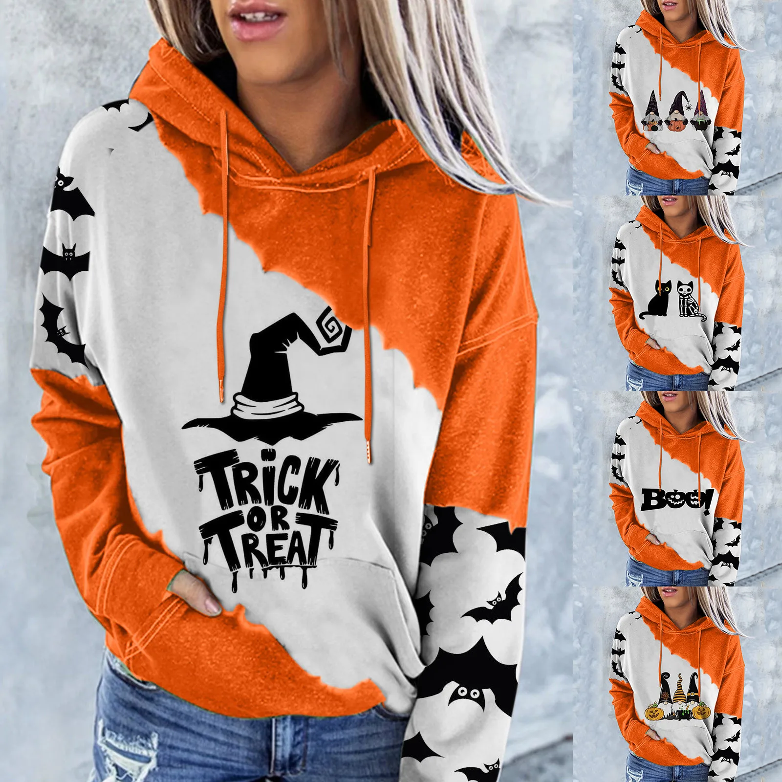 

Halloween Pumpkin Print Hoodie Long Sleeve Tops Night Out Women Loose Casual Long Sleeve Jumper Pullover Tops Women Fall Hoodie