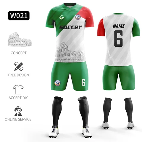 Персонализированная сублимационная Футбольная форма большого размера, футбольная команда, Джерси, Наборы для мужчин с вышитым логотипом W036