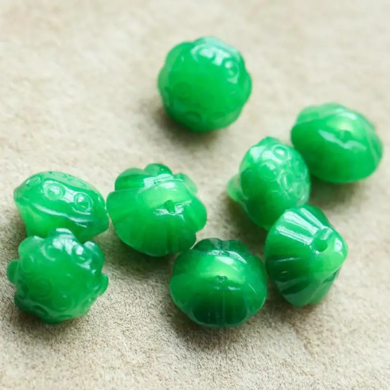 

Natural Green Jadeite Myanmar Jade Nelumbo Nucifera Lotus Beads For Jewelry Making Diy Bracelet Necklace Earrings DIY Accessorie