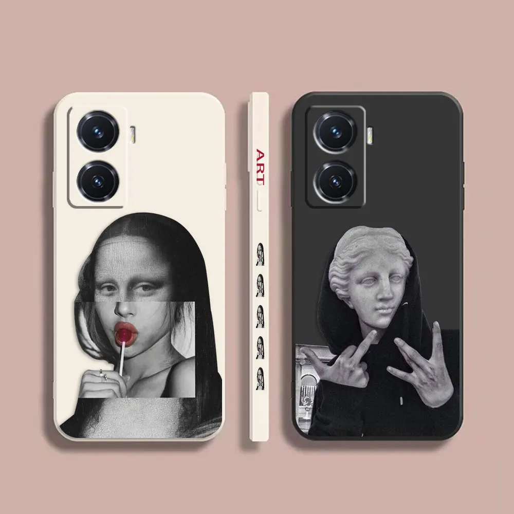 

Case For VIVO Y55S Y55 Y35 Y52S Y66 Y72 Y75 Y76 Y73S Y77 5G Y83 Y91 Y93 Simple Liquid Funda Capa Shell Case Cover Mona Lisa Art