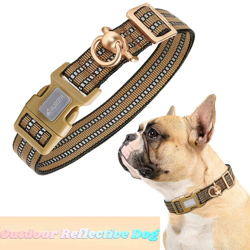 

Antique Copper Ring Dog Accessories Luggage Tag Collar Nylon Reflective Dogs Strong Chest Outdoor Traction Rope Airtag Woven Pet