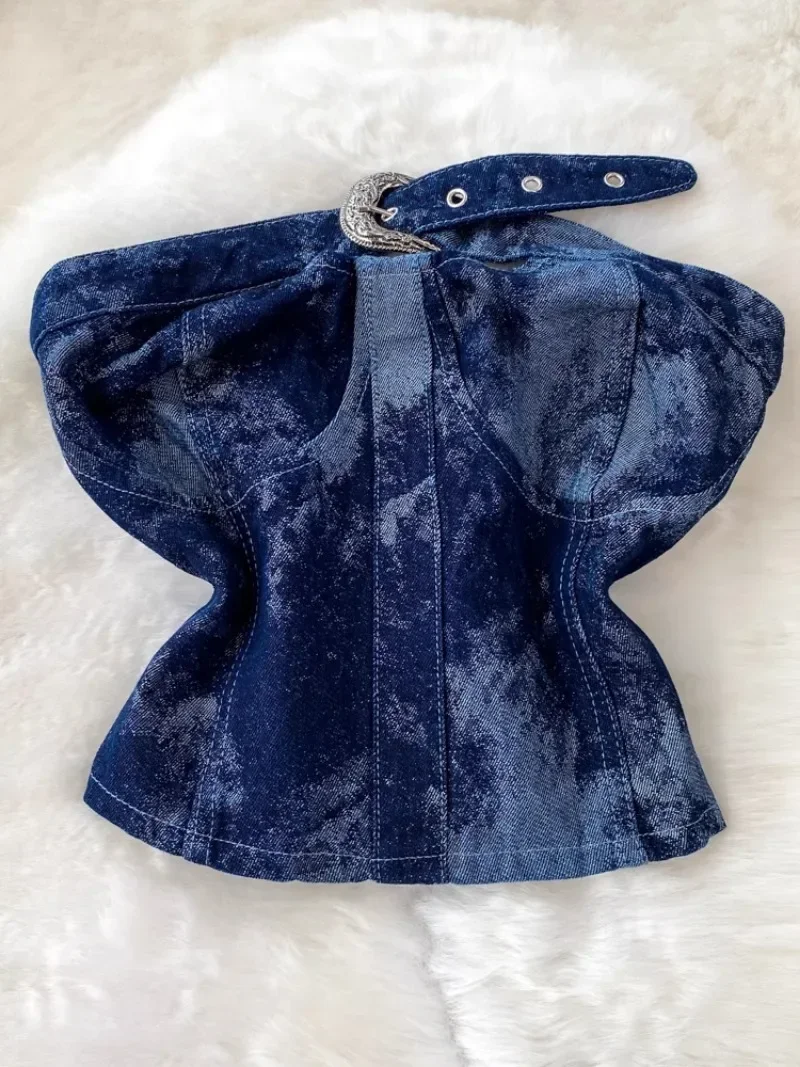 Женский пикантный комплект из 2 предметов топ с пряжкой и ремнем плиссированная