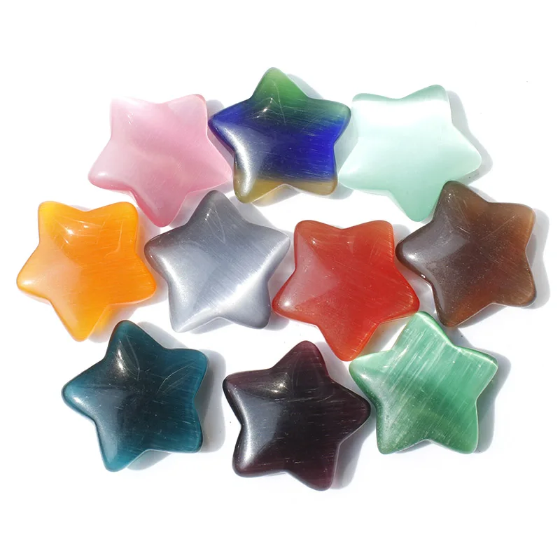 

5 / 10 Pcs Man Made Colorful Cat Eye Stone Star Craft