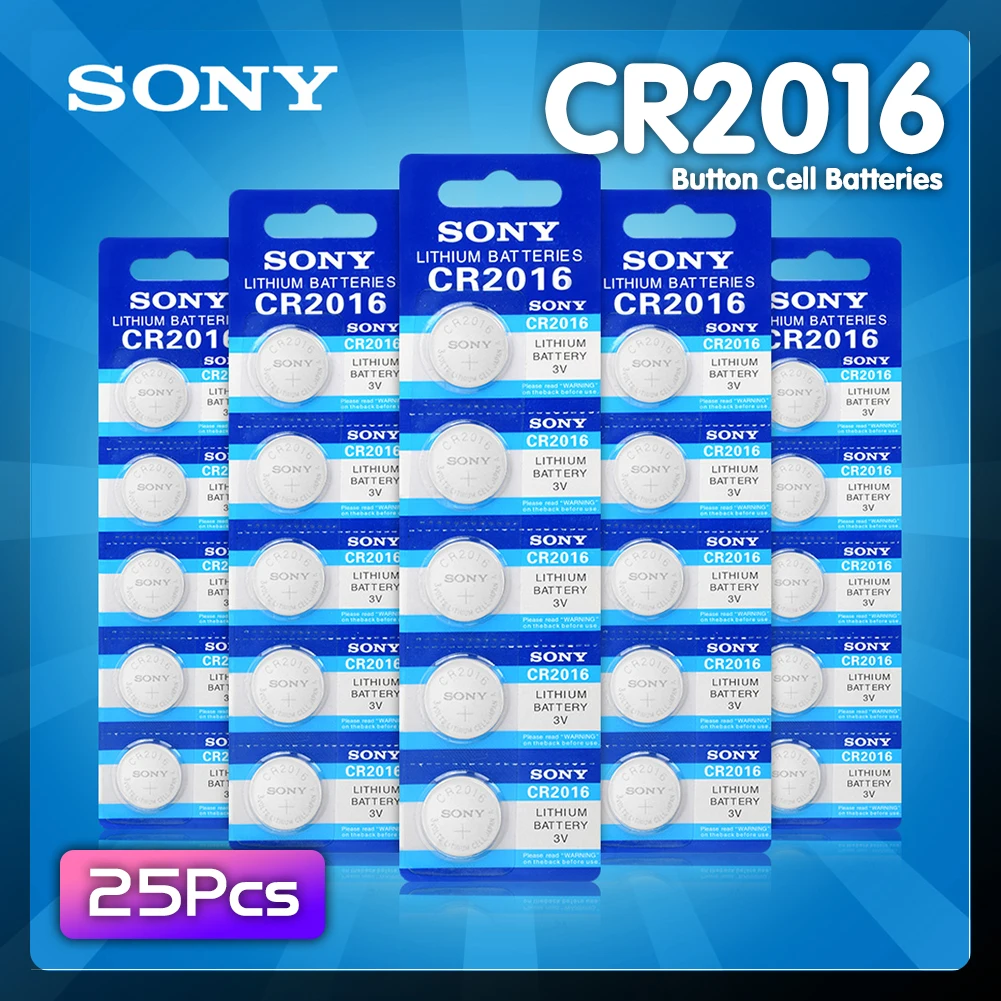 

Батарейки кнопочные SONY CR2016, литиевые элементы питания LM2016 BR2016 DL2016 KCR2016, 3 в, для часов, игрушек, 25 шт.