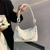 pleated boston shoulder crossbody messenger bag women 2022 new pearl trendy brand design ladies bags handbag purses