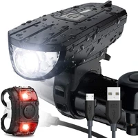 bicycle lights 2pcs headlights warning frog tail lights set bike light usb rechargeable cycling flashlight bicycle accessories