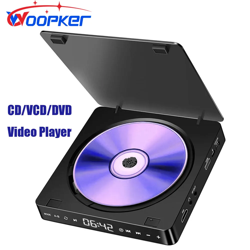 Woopker DVD Player HD 1080P Protable CD VCD Hifi Stereo Video Player Work for TV/ Projector