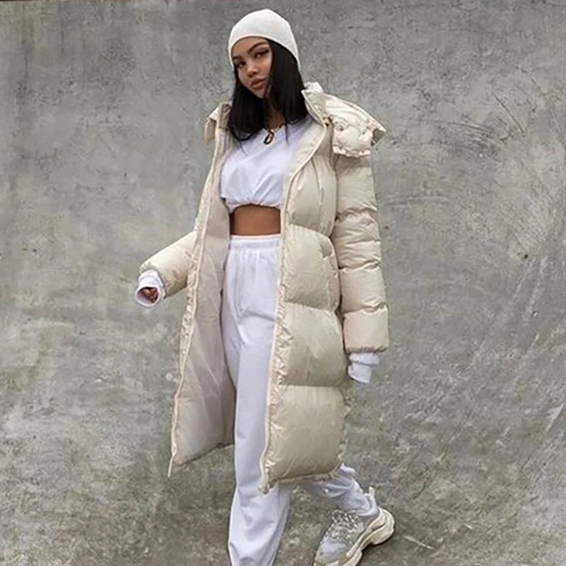 Ardm Elegant White Winter Bread Padded Parkas Casual Long Sleeve Jacket Women 2022 Quilted Outerwear Streetwear Coats