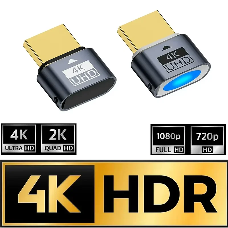 Фото 4K HDR Виртуальный монитор Эмулятор EDID HDMI-совместимый штекер-заглушка Безголовый адаптер дисплея Ghost Поддержка до 4k при 60 Гц 1080 при 120 Гц №1