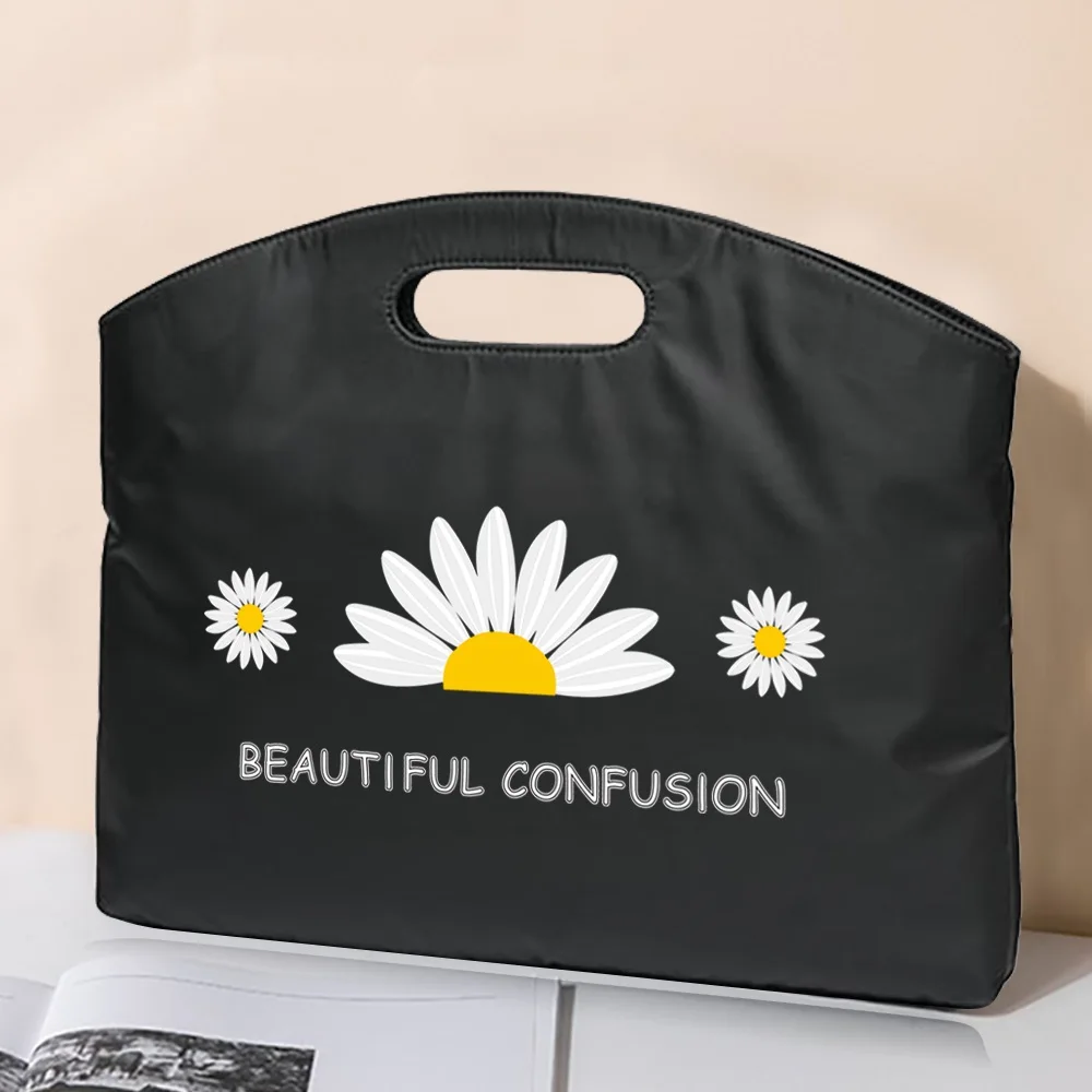 File Bag Handbag Conference Briefcase Business Daisy Print Laptop A4 Office Totes Case Sleeve Information Bag Organizer Clutches