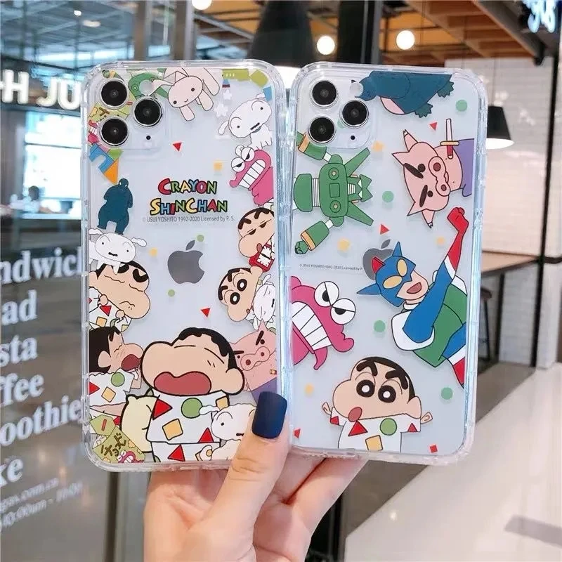 

Bandai Funny Creative Crayon Shinchan Clear Silicon Phone Case For iPhone 7 8Plus XR Xs XsMax 11 12 13 Pro Max Case