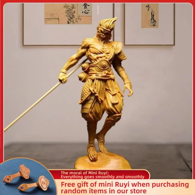 

Высококачественная скульптура из сипариса на скале из бокса, солнце, Wukong, большой шалфей, скульптура небеса, современное искусство, аксессуары для дома, декор для стола