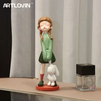 28cm decorative cute girl figurines for new house decor statue modern girl sculptures home decoration accessories fashion crafts