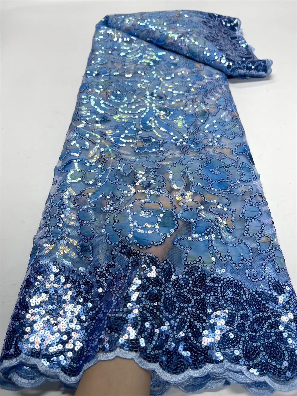 

Новинка 2024, высокое качество, Африканский нигерийский чистый тюль, дамасская кружевная ткань, вышивка, блестки, хлопковая ткань, 5 ярдов