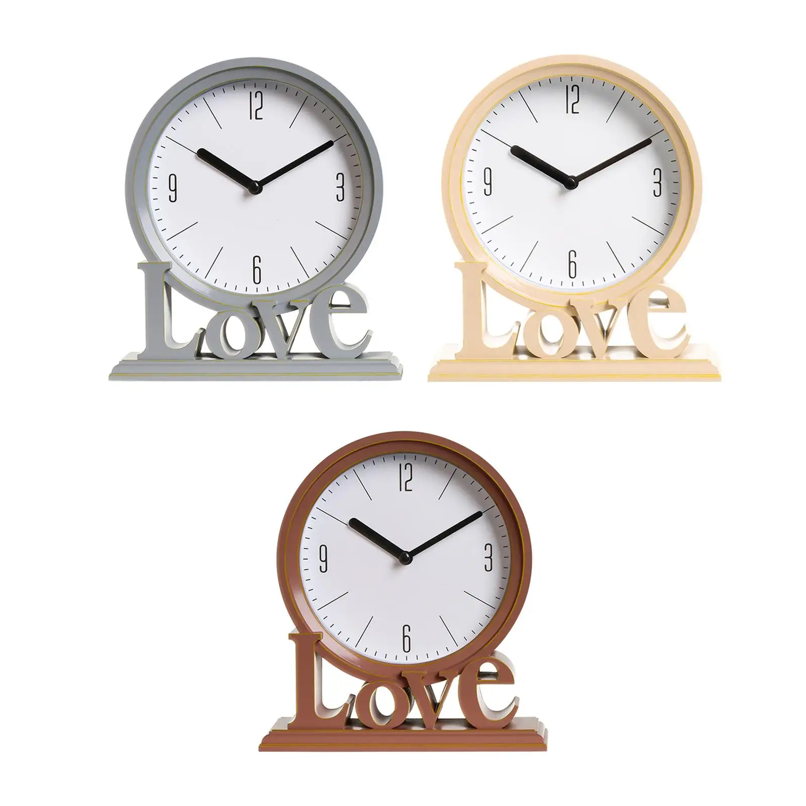 Decorative Love Word Desk Clock Non Ticking Ornament for Bat