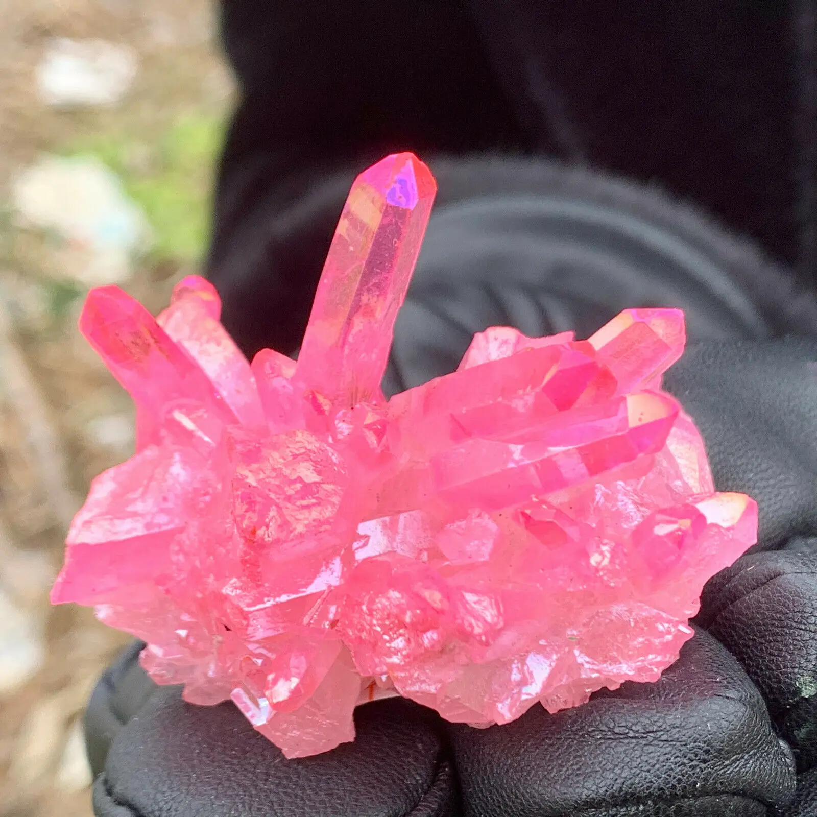 

Color ring quartz CryStatrtanium Bismuth silicon cluster rainbow