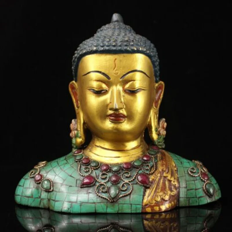 

17cm Chinese Tibet Bronze Buddha Statue Brass Sakyamuni Buddha Statue