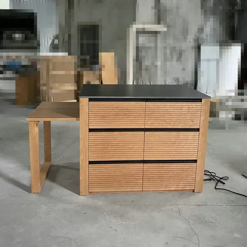 Кухонный кухонный остров из массива дерева каменная плита барный шкаф средний