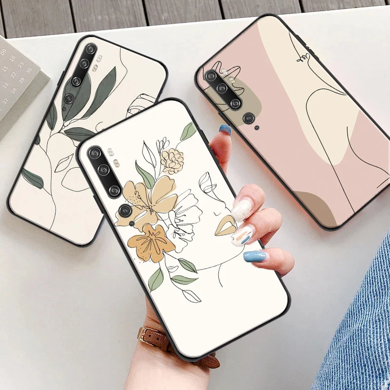 

Abstract Art Line Flower Girl Soft TPU Phone Case For Xiaomi CC9 CC9e 10S 10 Pro Lite 11 11 Lite Pro Ultra Coque Black Cover