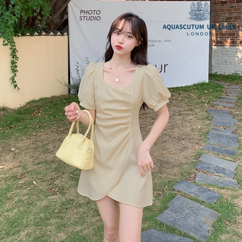 

Летнее платье во французском стиле с пышными рукавами Aquascutum, платье с квадратным вырезом и коротким рукавом