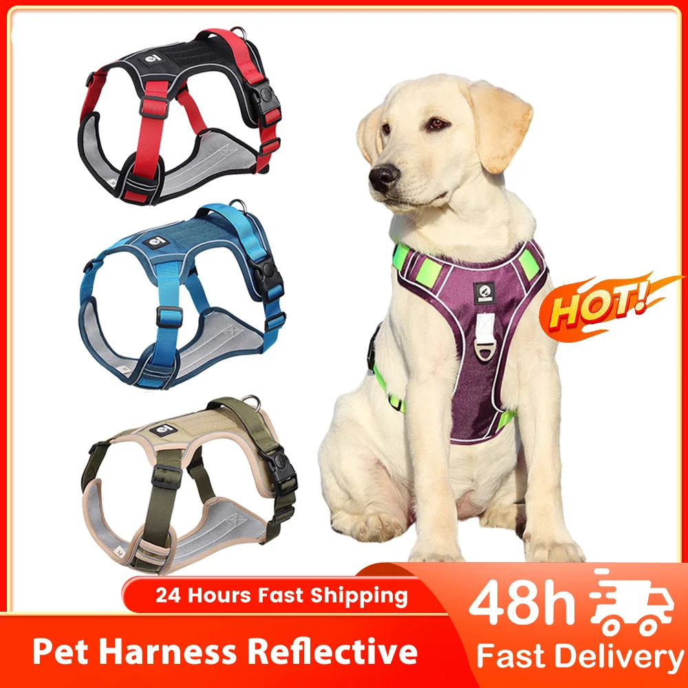 

Pet Harness Reflective Dog Harness Vest Adjustable Safety Lead Straps for Medium Large Dogs French Bulldog Walking Harnesses