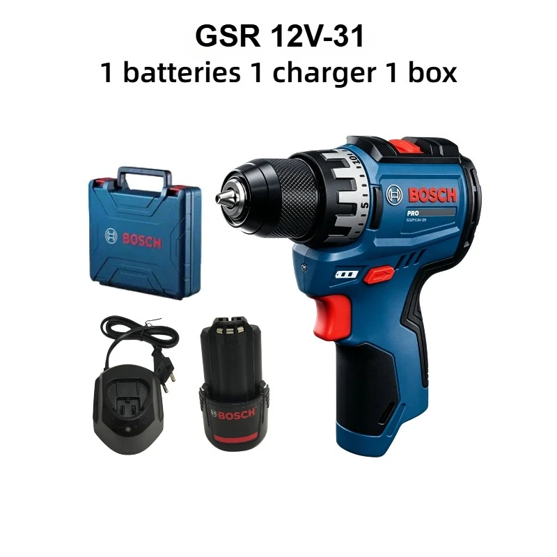 Профессиональная аккумуляторная дрель Bosch GSR12v-31, 12 В, электрическая отвертка, компактный мини-электроинструмент с регулировкой крутящего момента для сверления дерева и металла (art.: 3920dbb730044) - 3920dbb730044