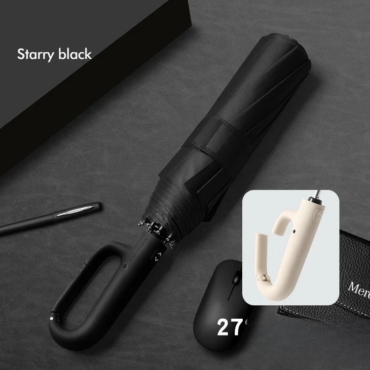 

27-дюймовый Тройной Складной Автоматический Зонт С Кольцевой Пряжкой, Ветроустойчивый Двойной Складной Деловой Зонт Для Взрослых