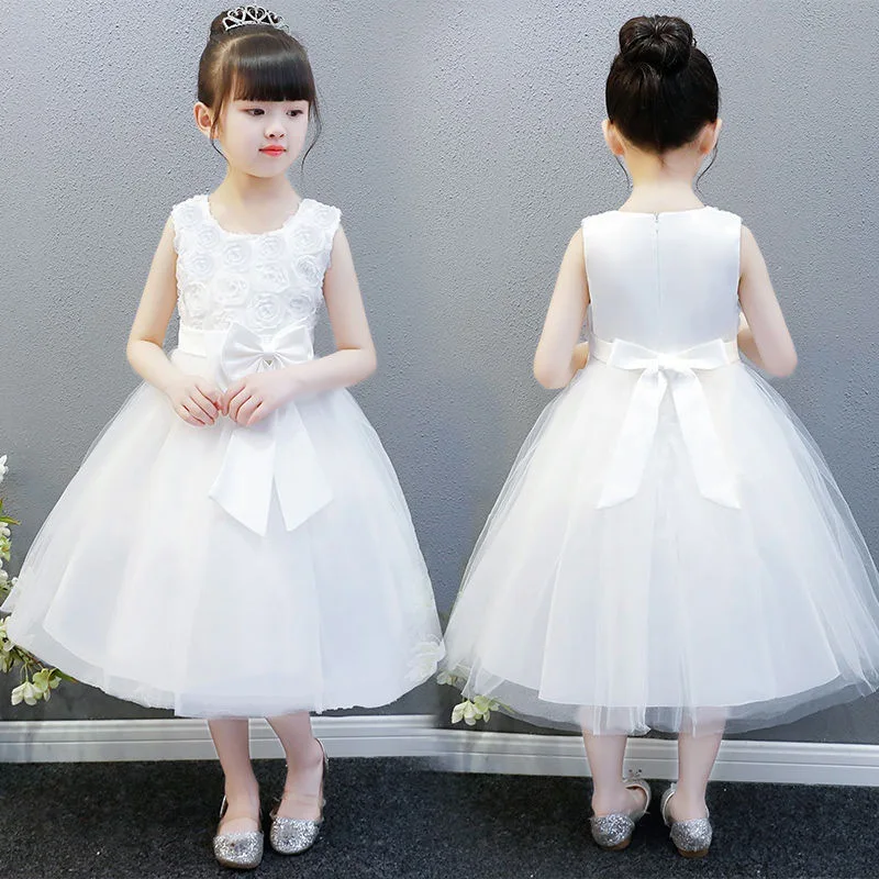 

Girls Princess Dress Summer Dress Western Fluffy Gauze Dress Children's Skirt Little Girl Skirt White Gauze Skirt 3-13 Years
