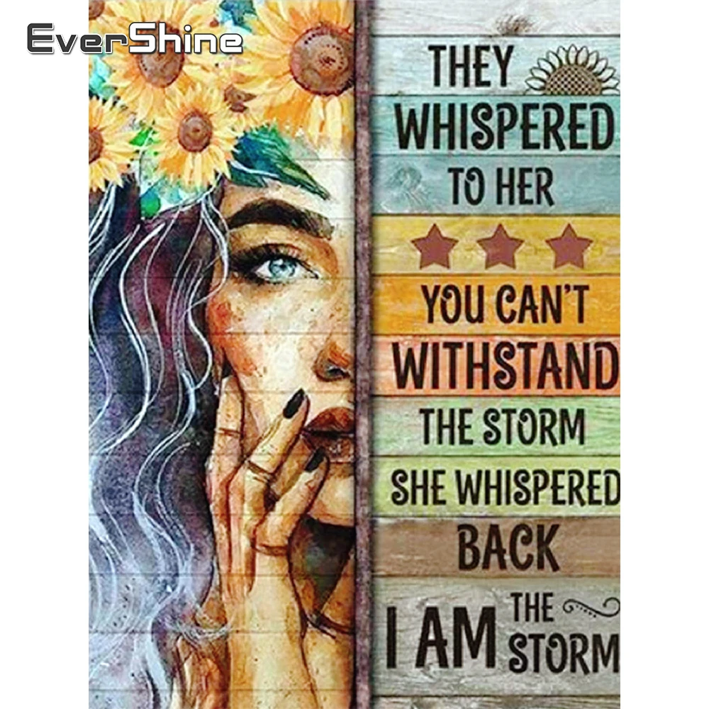 

Evershine алмазная живопись женщина полная квадратная мозаика Подсолнух наборы для вышивки крестиком Картина Портрет вышивка текстом искусств...