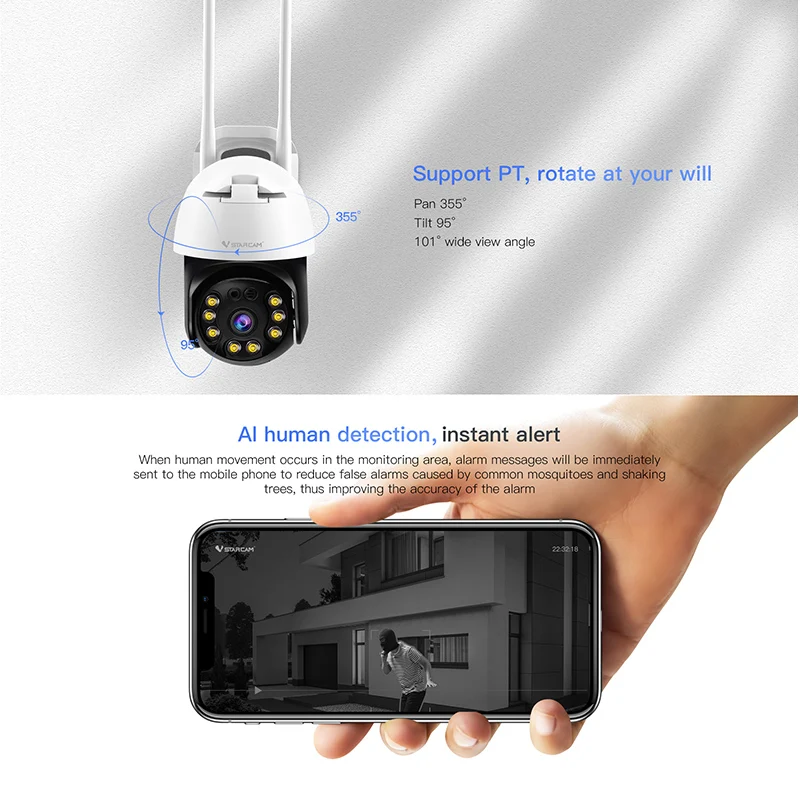 Vstarcam 3MP Wifi IP-камера купольная AI камера безопасности P2P PTZ Беспроводная 2-сторонняя